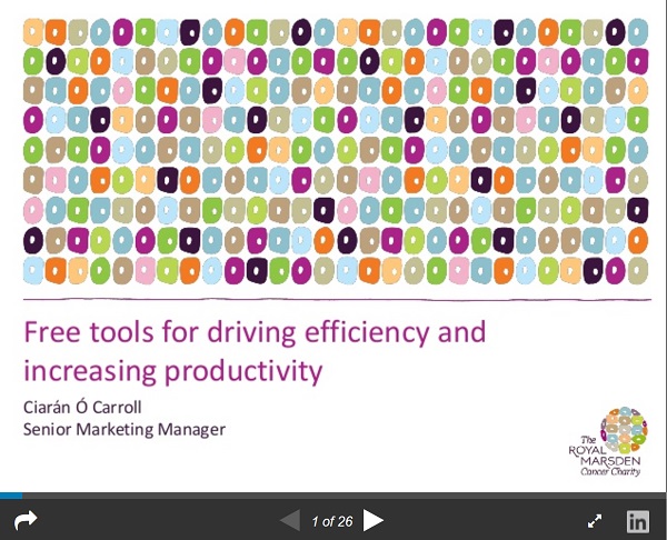 screenshot of one of the slides from the charity comms seminar.